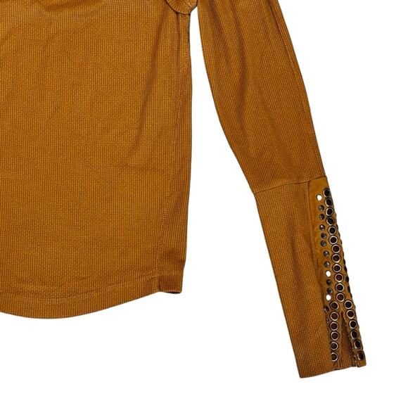 Free People Women’s Sz M Long Sleeve Studded Top A Little Unruly Square Neck - Picture 6 of 13
